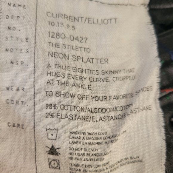 Current/Elliot The Stiletto Neone Splatter Jean Size 25 - Picture 6 of 9